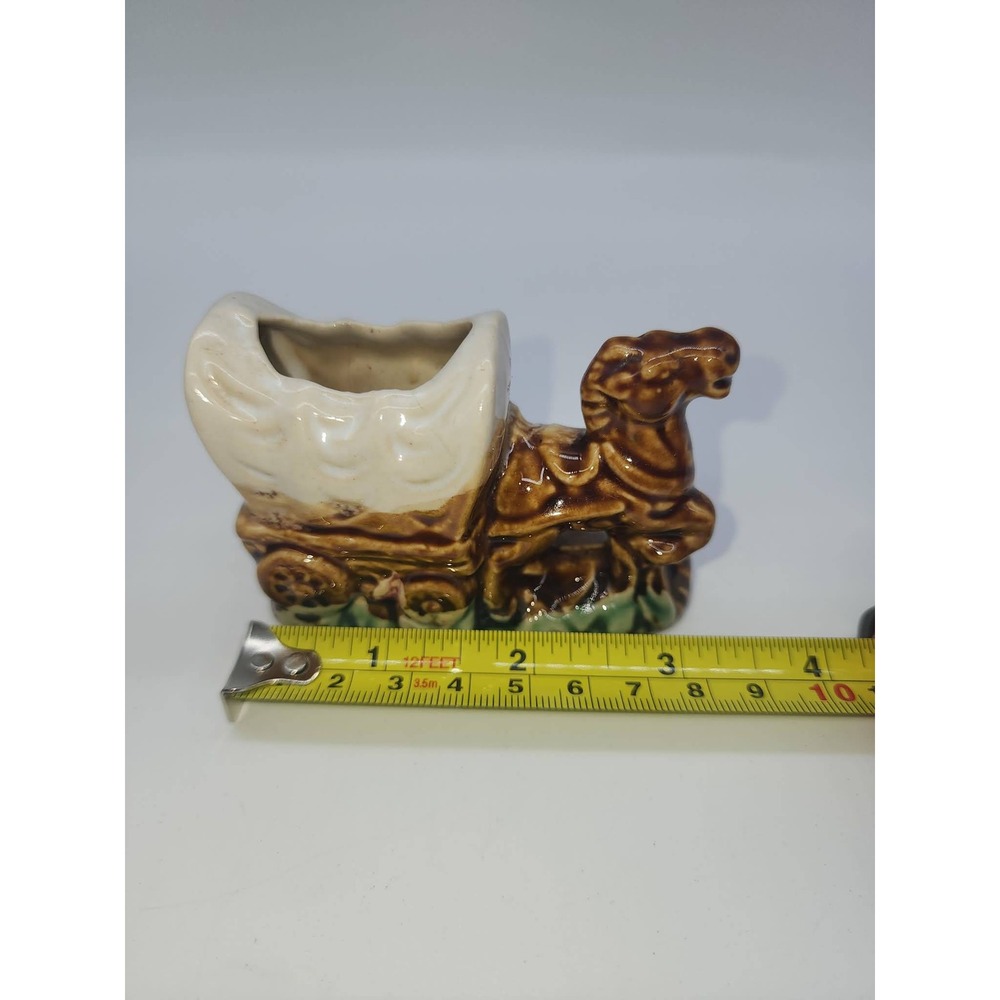 Vintage Grand Ole Opry Opryland USA Ceramic Covered Wagon Horse Souvenir Planter - Picture 4 of 10